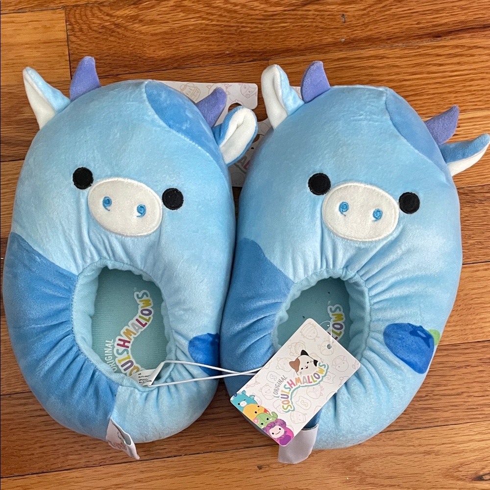 Squishmallows Light Blue Cow Slippers